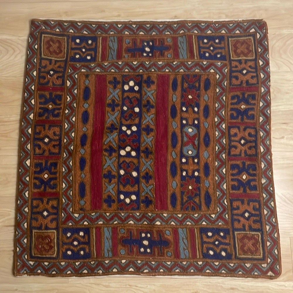 VTG Large Handwoven Turkish Oushak Soumak Wool Pillow Cover, mid 20th century